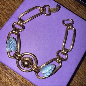 Reisler Gold filled Blue leaf Bracelet links vintage